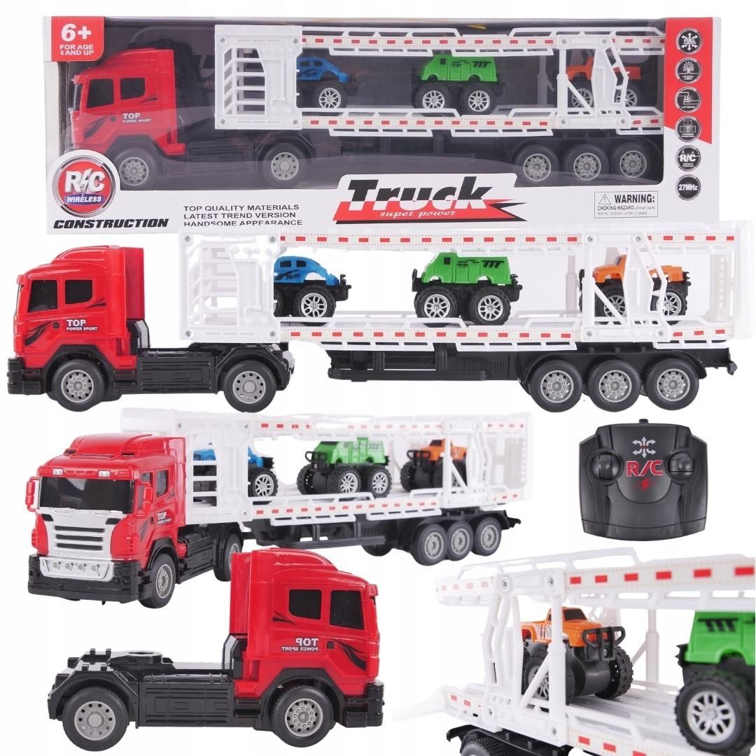 Laweta transportowa zdalnie sterowana z 3 autami - model lub pojazd