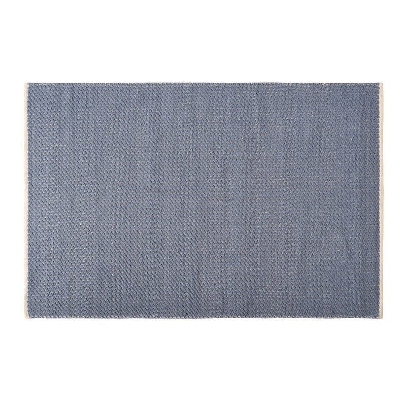 Niebieski dywan z wełny i juty 120x180 cm – Ręcznie robiony, ekologiczny, do każdego wnętrza