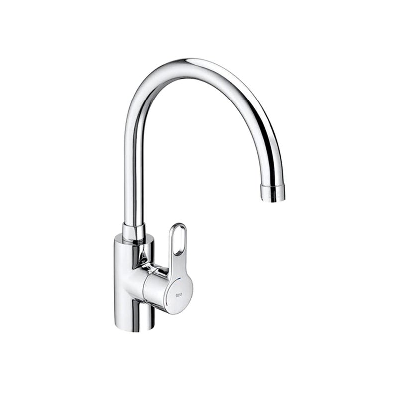 Bateria kuchenna jednouchwytowa z wysoką wylewką ROCA Atis Cold Start chromowana