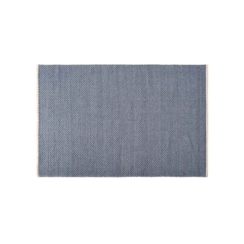 Dywan z wełny i juty 60x90 cm niebieski – ręcznie tkany, ekologiczny akcent
