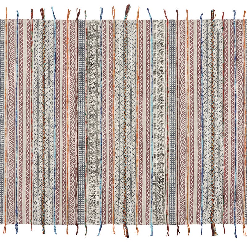 Dywan bawełniany Happy Mediterranean 140x200 cm – Ręcznie drukowany, wielokolorowy, 100% ekologiczny