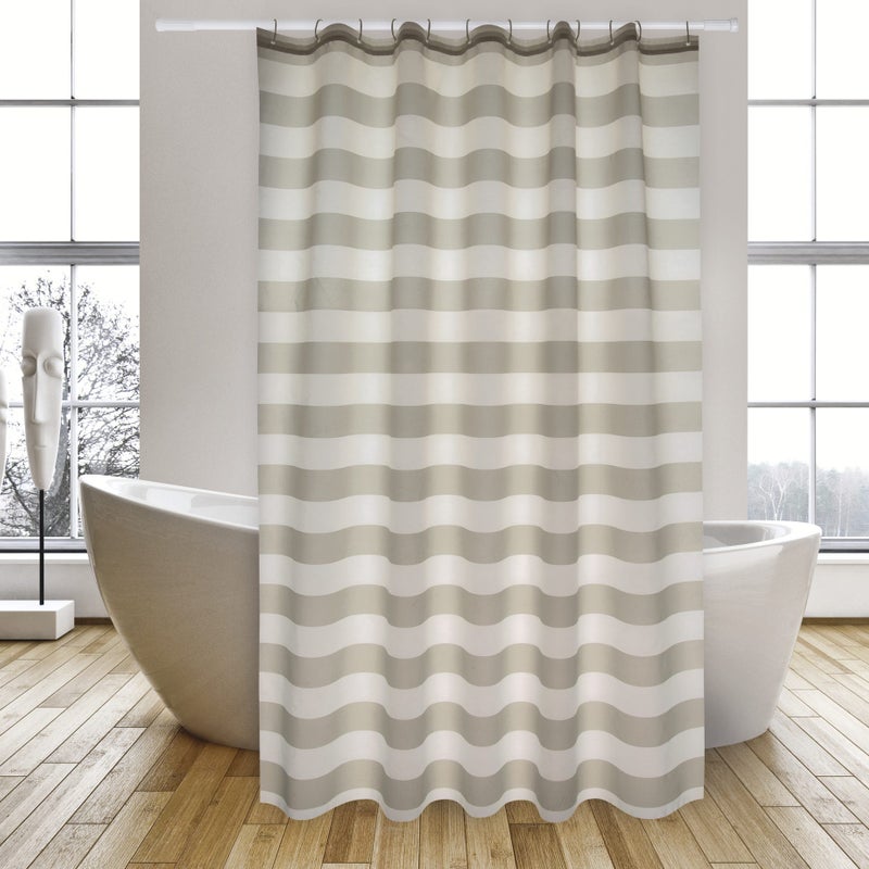 Zasłona prysznicowa Marinera szary poliester 180x200 cm