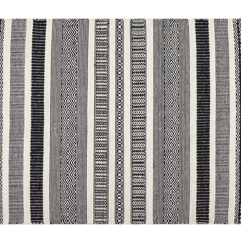 Dywan Kilim 80x120 cm z Wełny Biało/Czarny – Ręcznie Robiony, Styl Etniczny, Wysoka Jakość