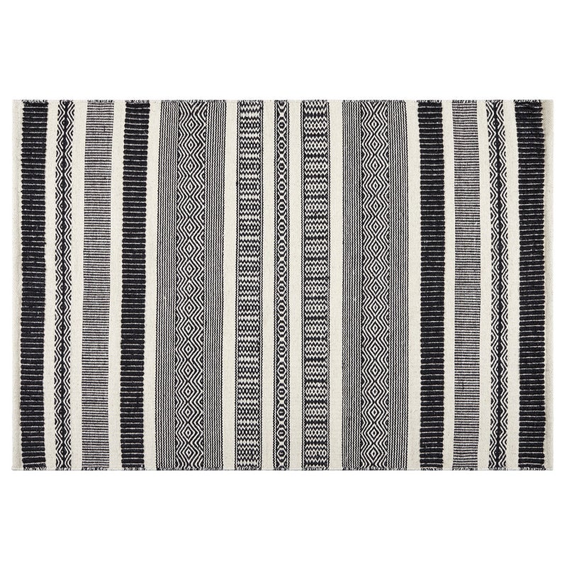 Dywan Kilim 60x90 cm z Wełny Biało/Czarny – Ręcznie Robiony, Styl Etniczny, Wysoka Jakość