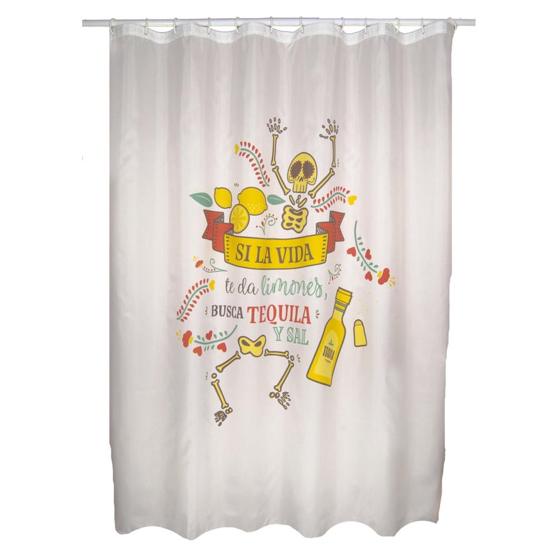 Zasłona prysznicowa Tequila wielokolorowy poliester 180x200 cm