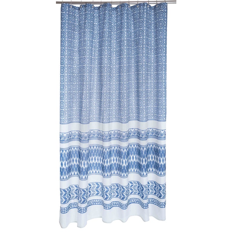 Zasłona prysznicowa Indigo niebieski poliester 180x200 cm