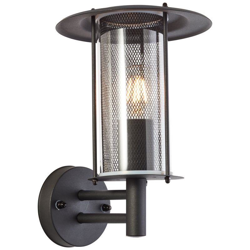 Brilliant Lamp Detroit zewnętrzny kinkiet na matowej czarnej metalowej/czarnej szklanej podstawie 1x A60, E27, 20 W