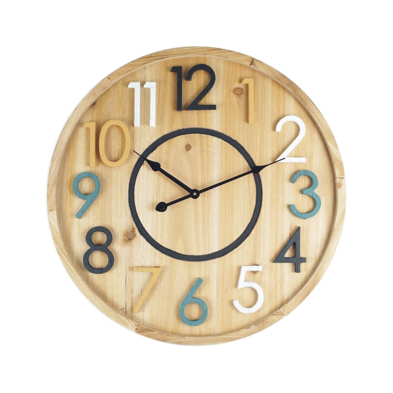 Rebecca Mobili Drewniany zegar ścienny, designerskie wiszące zegary, Mdf, okrągły, Home Decor 50 cm