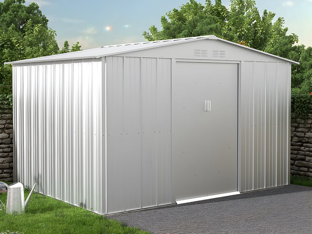 Wiata ogrodowa ze stali galwanizowanej LINUS w kolorze szarym – 7,82 m²