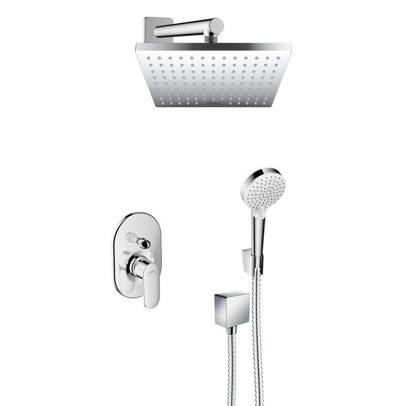 Zestaw prysznicowy podtynkowy jednouchwytowy HANSGROHE Vernis Shape szary / srebrny