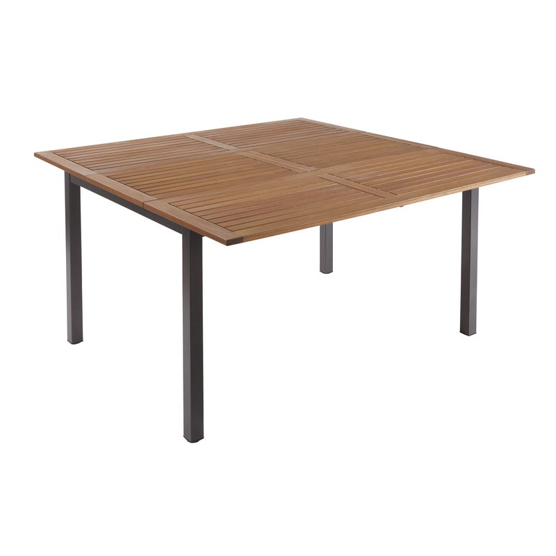 NATERIAL - Stół ogrodowy ORIS - 4 do 8 osób - Stół rozkładany - 102/147 x 147 x 75 cm - Aluminium - Eukaliptus FSC - Stół zewnętrzny