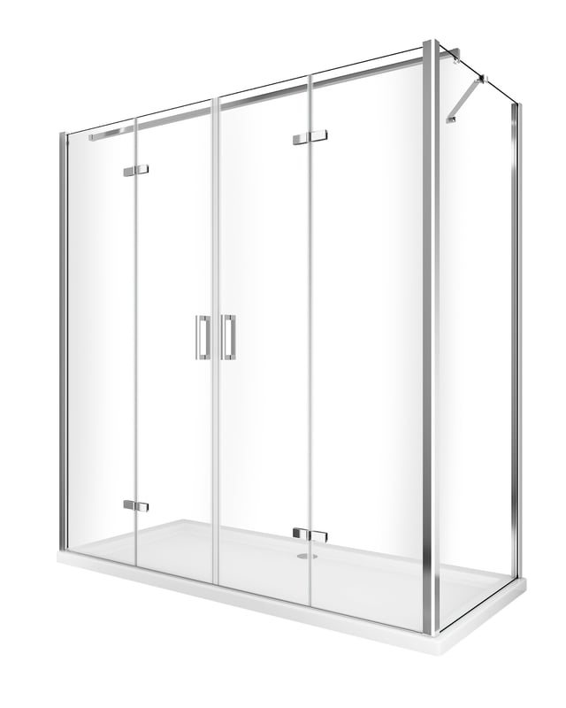 Kabina prysznicowa H 190 cm: drzwi składane + ścianka stała Easy-Clean, szkło transparentne, regulacja62,6-65 ścianka stała + drzwi 178,5-182