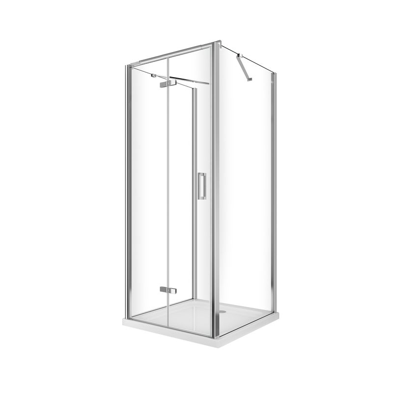 Kabina prysznicowa trójstronna,składana jak książka ,H190 cm,chrom,szkło transparentne z powłoką Easy-Clean,77,5-80 ścianki stałe + drzwi 63,8-65,8