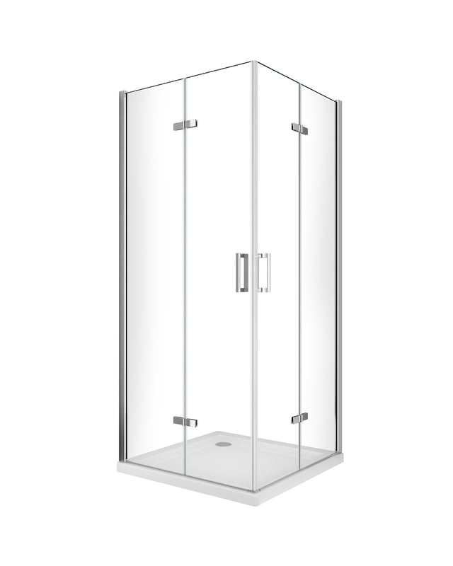 Kabina prysznicowa narożna, drzwi składane jak książka + 2 ścianki, szkło 8 mm Easy-Clean, wys. 190 cm – drzwi 80 (77,5-79) x drzwi 100 (97,5-99)