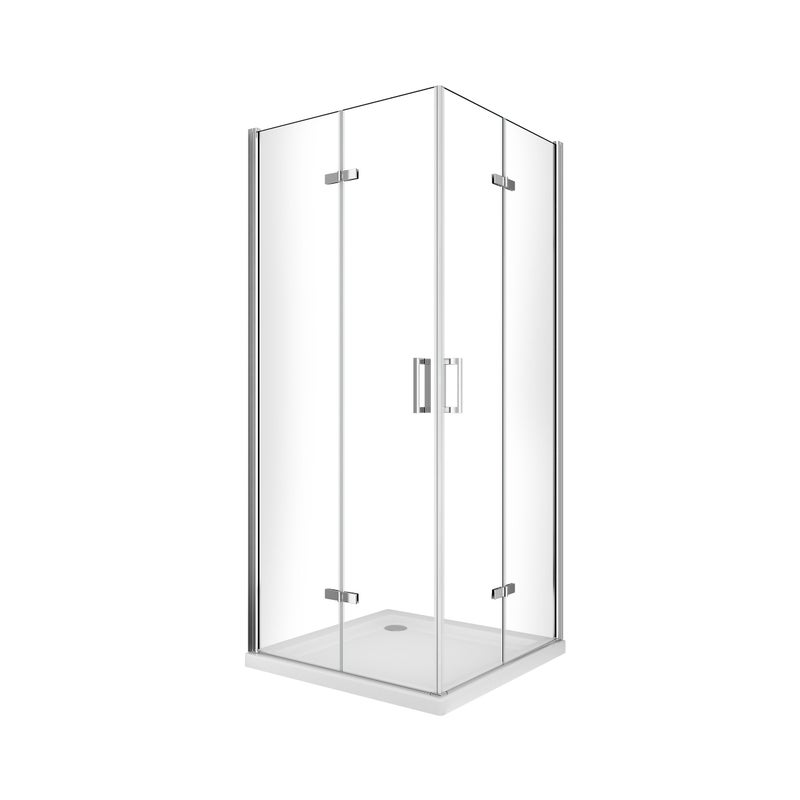 Kabina prysznicowa narożna, drzwi składane jak książka + 2 ścianki, szkło 8 mm Easy-Clean, wys. 190 cm – drzwi 80 (77,5-79) x drzwi 80 (77,5-79)