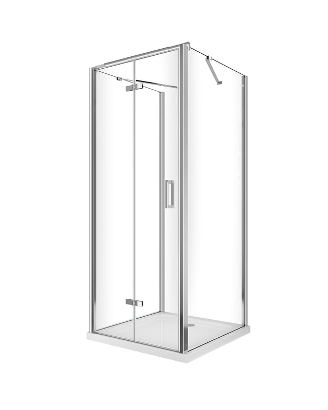 Kabina prysznicowa trójstronna,składana jak książka ,H190 cm,chrom,szkło transparentne z powłoką Easy-Clean,77,5-80 ścianki stałe + drzwi 73,8-75,8