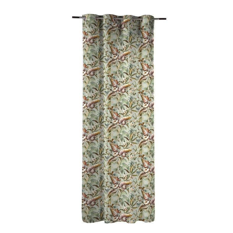 Zasłona z przelotkami Nubenja INSPIRE kwiat zielony z bawełny 200x270cm