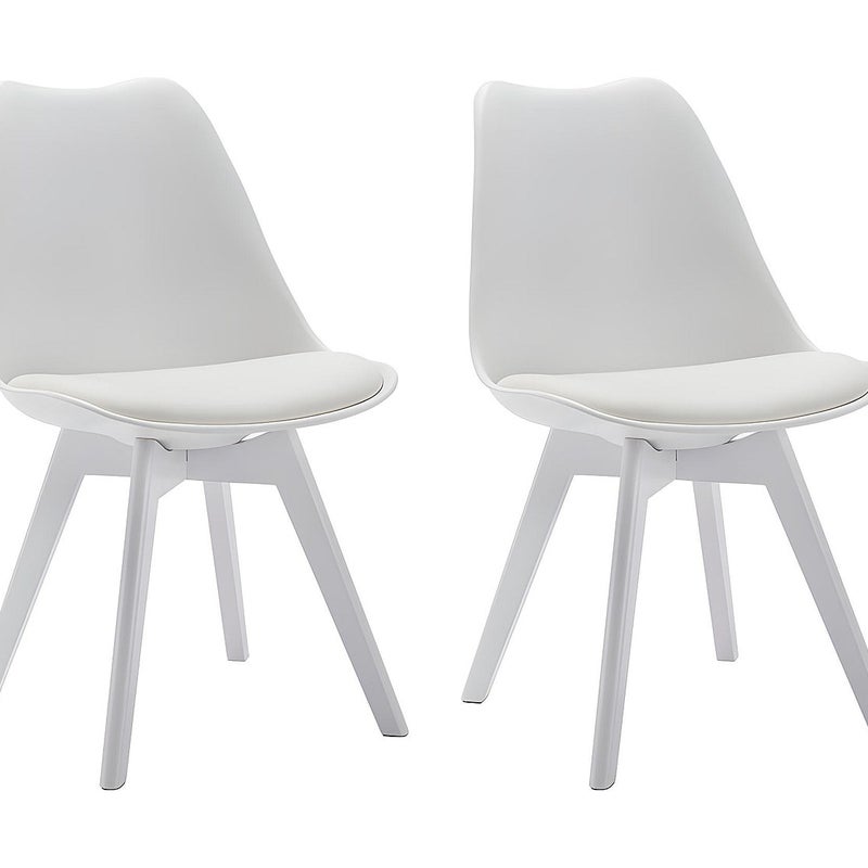 Zestaw 2 krzeseł JODY – poliwęglan i drewno bukowe – kolor biały