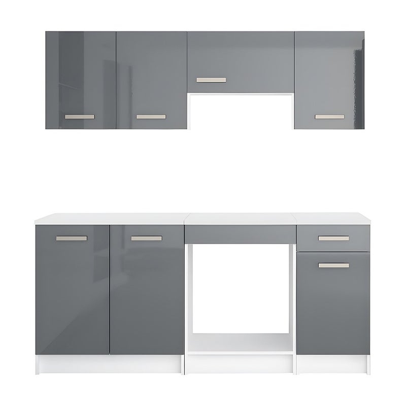 Zestaw mebli kuchennych TRATTORIA – 180 cm – 6 elementów – kolor szary i biały