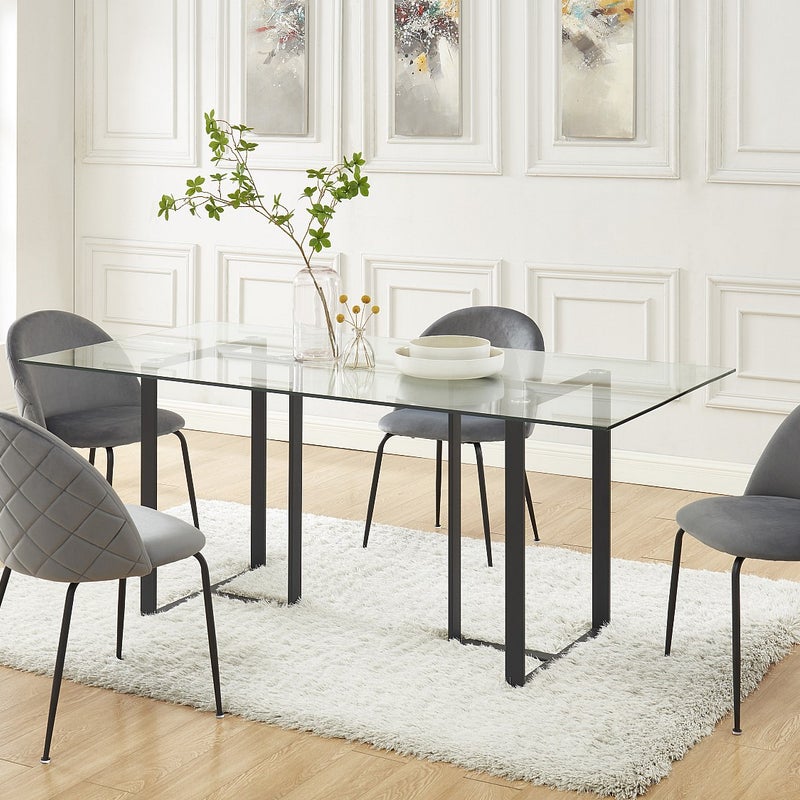 Zestaw 2 krzeseł MELBOURNE – welur i metal w kolorze czarnym matowym – kolor szary