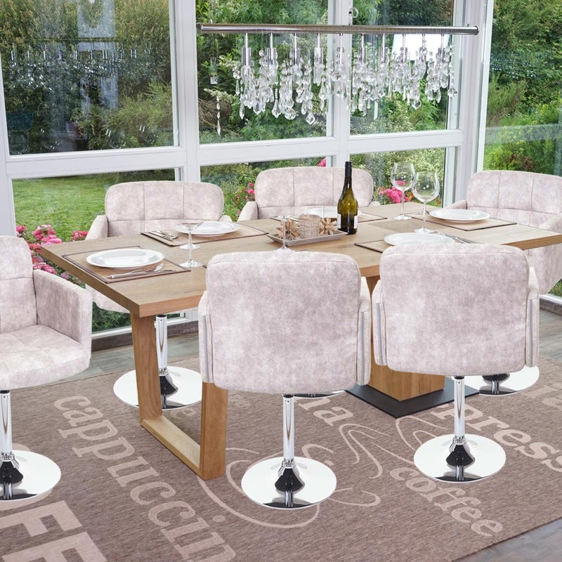 Zestaw 6 krzeseł do jadalni Orlando, krzesło obrotowe, imitacja zamszu, chrom z certyfikatem MVG ~ vintage jasnoszary