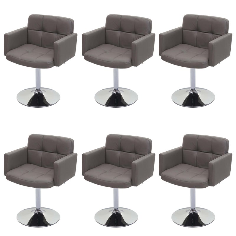 Zestaw 6 krzeseł do jadalni Orlando, krzesło kuchenne obrotowe, imitacja skóry chromowane z certyfikatem MVG ~ taupe-grey