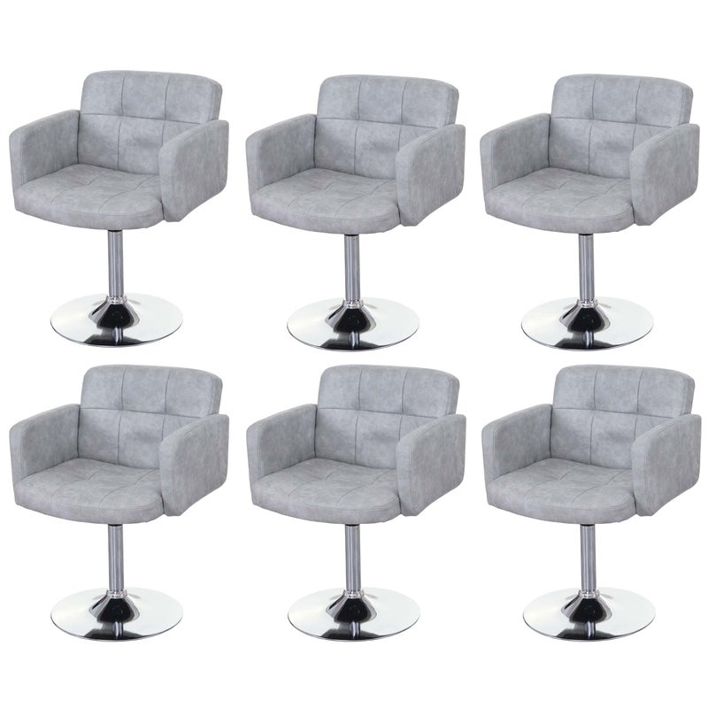 Zestaw 6 krzeseł do jadalni Orlando, krzesło obrotowe, imitacja zamszu, chrom z certyfikatem MVG ~ vintage grey