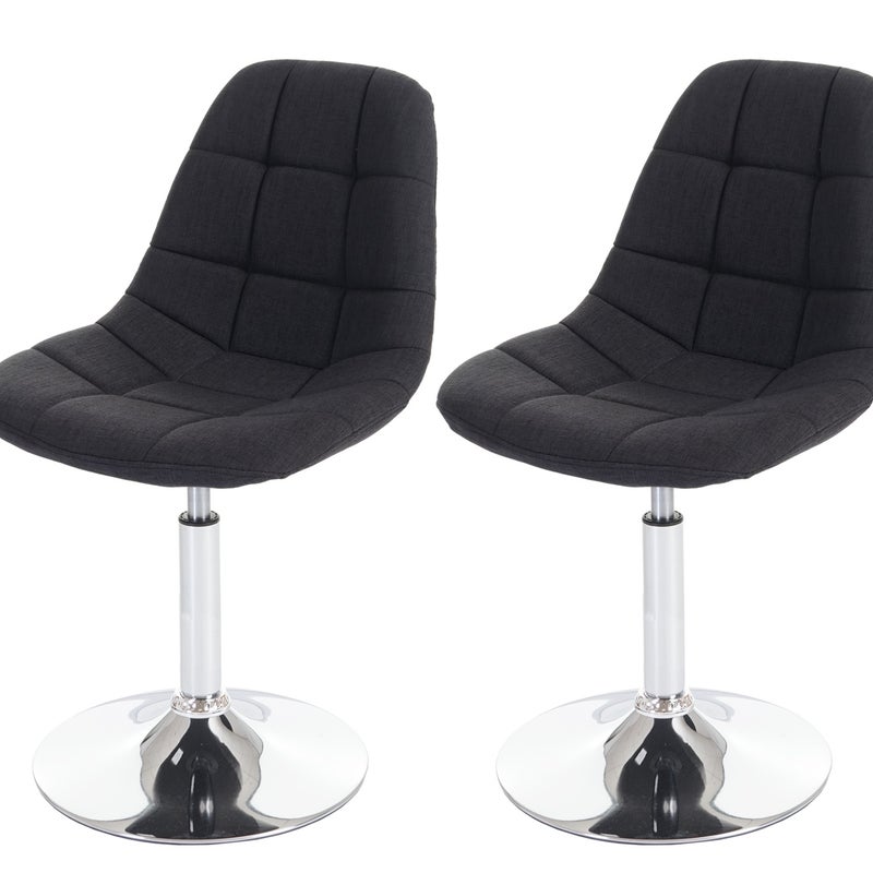 Zestaw 2 krzeseł do jadalni HWC-A60, krzesło obrotowe, chrom ~ ciemnoszara tkanina