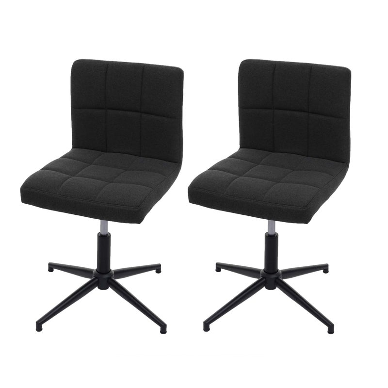Zestaw 2 krzeseł do jadalni Kavala II, krzesło kuchenne, mechanizm obrotowy z regulacją wysokości ~ tkanina/wełna ciemnoszara, podstawa czarna