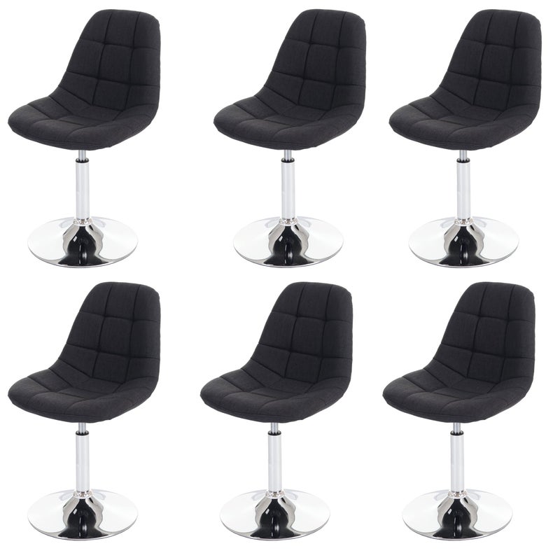 Zestaw 6 krzeseł do jadalni HWC-A60, krzesło obrotowe, chrom ~ ciemnoszara tkanina