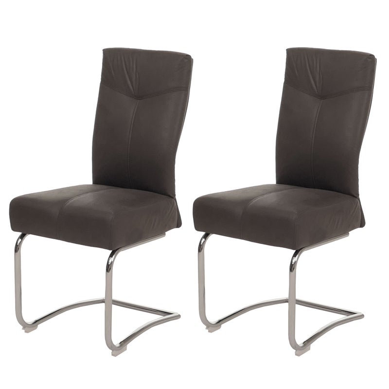 Zestaw 2 krzeseł do jadalni HWC-G56, krzesło kuchenne na wsporniku, tekstylny zamsz ~ szary