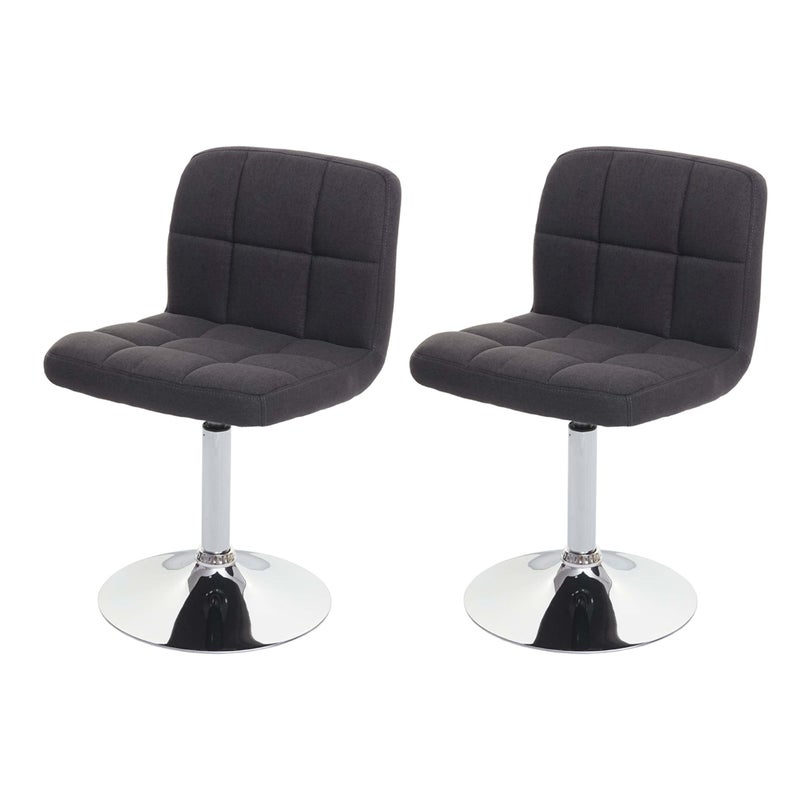 Zestaw 2 krzeseł do jadalni Kavala, krzesło kuchenne, tkanina/tekstylia chrom obrotowy certyfikat MVG ~ ciemnoszary