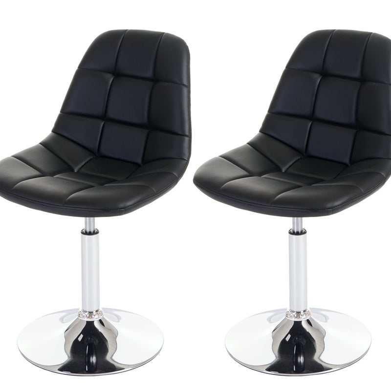 Zestaw 2 krzeseł do jadalni HWC-A60, krzesło obrotowe, chrom ~ sztuczna skóra, czarny