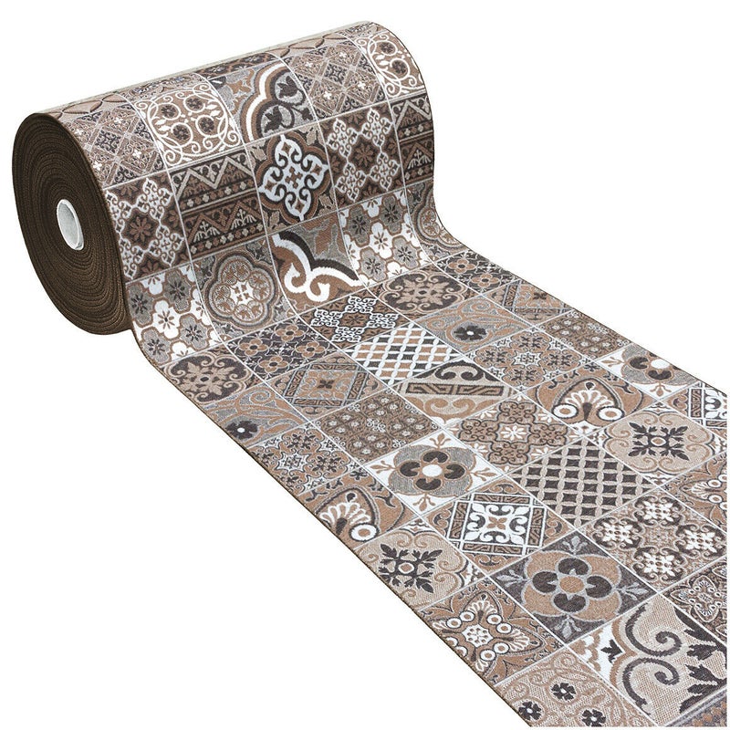 Dywan Kuchenny 54X110 cm Biegacz Burta Antypoślizgowy 100% Made in Italy Płytka Majolikowa Brązowy