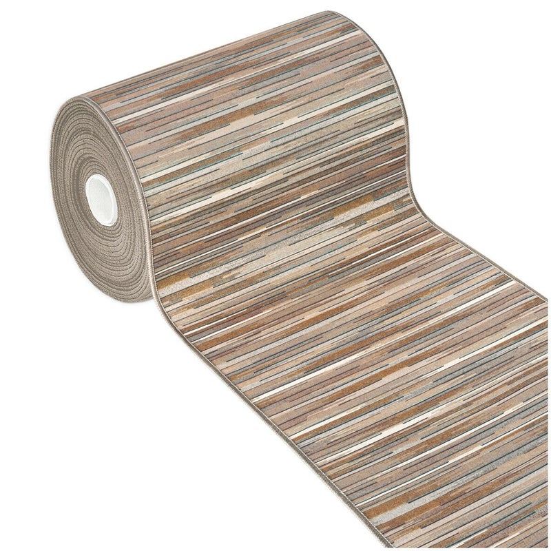 Dywan Kuchenny 52X140 cm Tkanina Gobelinowa Antypoślizgowy 100% Made in Italy Efekt Bambusa Beżowy