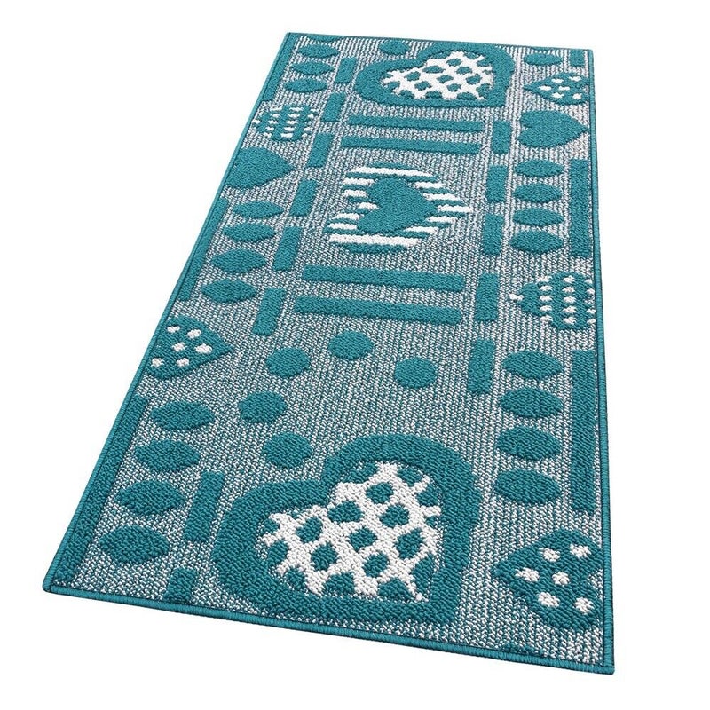 Dywan Kuchenny 57x230 cm Antypoślizgowa 100% Made in Italy Trójwymiarowa Kiery Niebieski