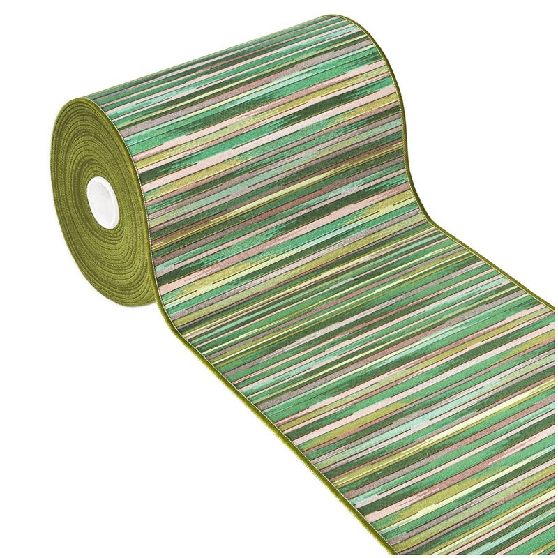 Dywan Kuchenny 52X110 cm Tkanina Gobelinowa Antypoślizgowy 100% Made in Italy Efekt Bambusa Zielony