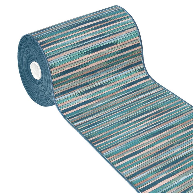 Dywan Kuchenny 52X190 cm Tkanina Gobelinowa Antypoślizgowy 100% Made in Italy Efekt Bambusa Niebieski