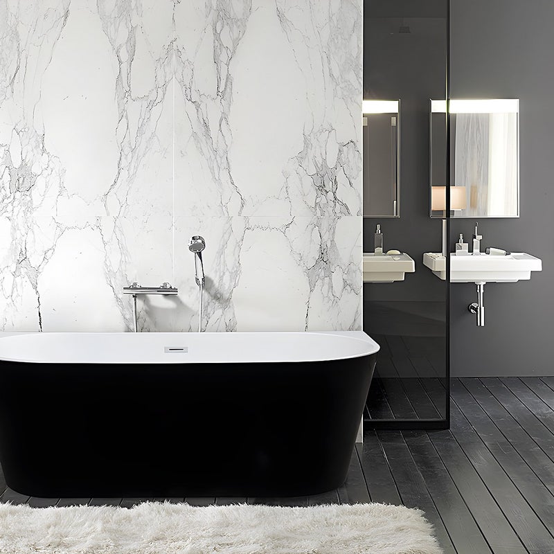 VENTE-UNIQUE Wanna wolnostojąca przyścienna – DIVINA – 245 l – 170 × 75 × 58 cm – kolor czarny