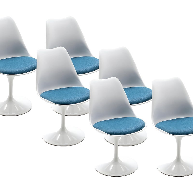 Zestaw 6 krzeseł – polipropylen i metal – kolor niebieski i biały XAFY