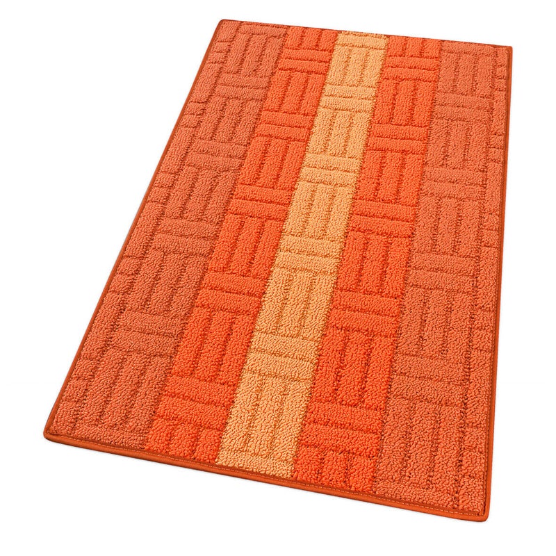 Dywan Kuchenny 50X80 cm Tkany 3D 100% Made in Italy Obszyty Chłonny Antypoślizgowy Pomarańczowy