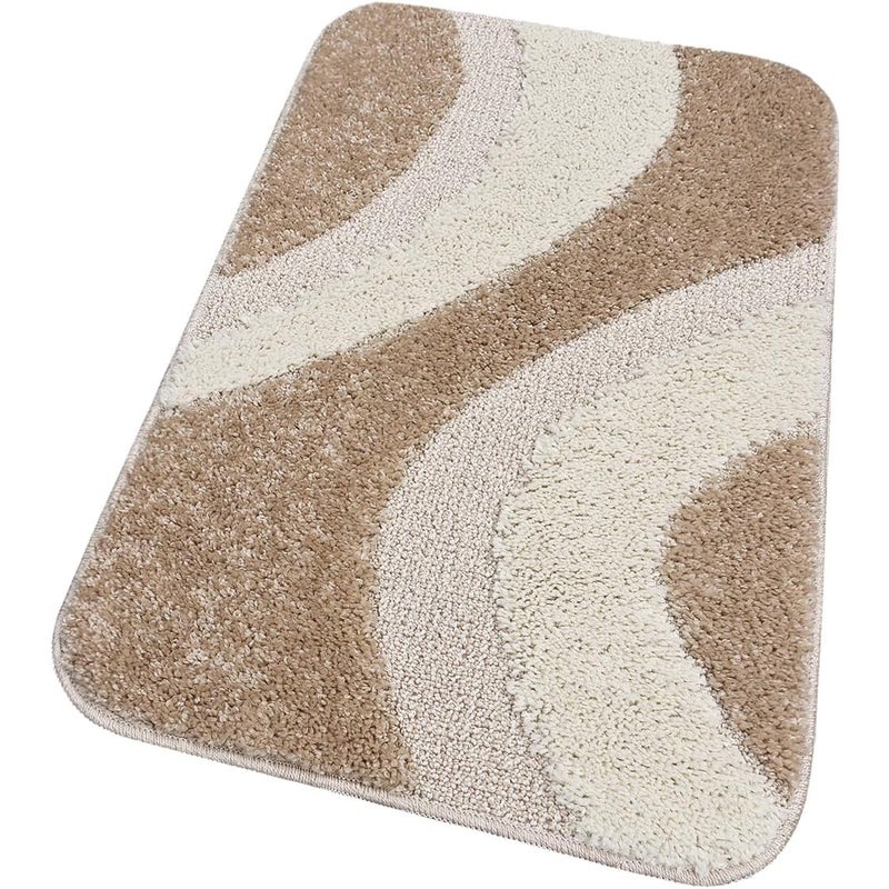Miękka Antypoślizgowa Shaggy 3D Chłonna Mata łazienkowa 50x110 cm w Beżowy