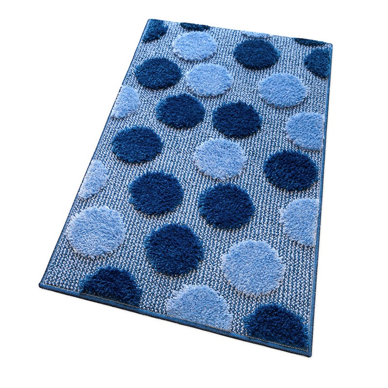Miękka Antypoślizgowa Chłonna Mata łazienkowa 50x110 cm w Kolorze Kropki Niebieska