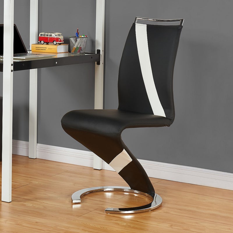 Komplet 4 krzeseł TWIZY - Materiał skóropodobny czarny + biały