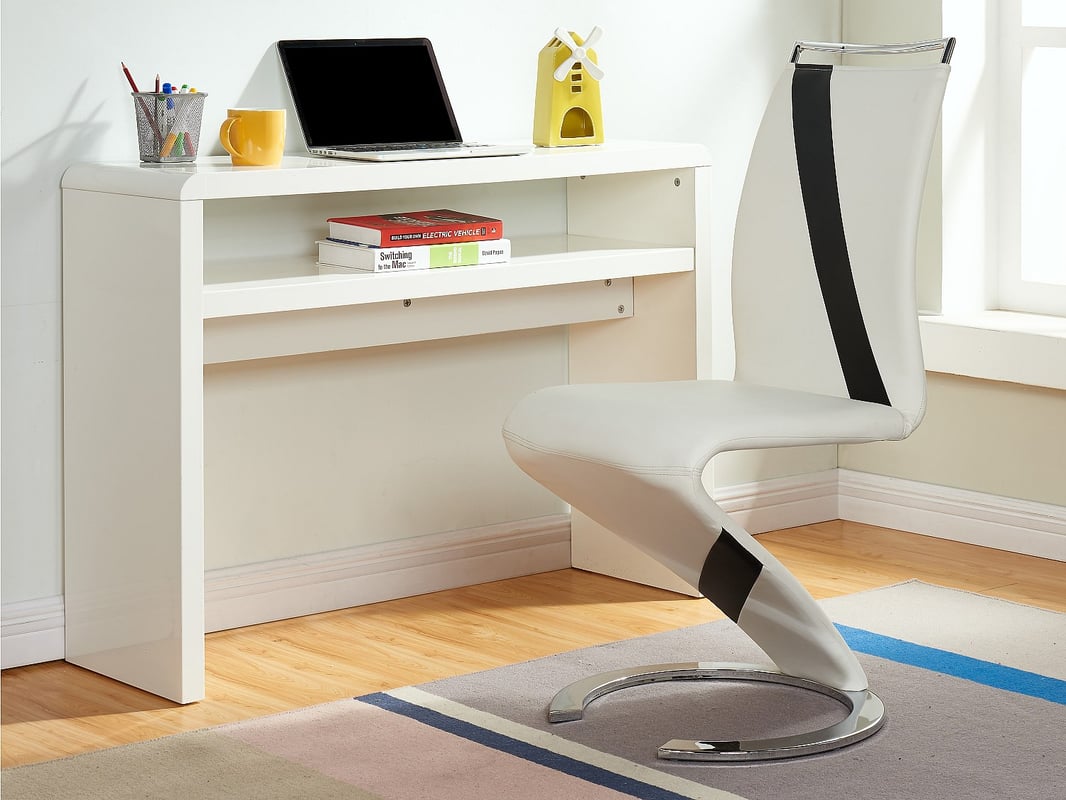 Komplet 6 krzeseł TWIZY - Materiał skóropodobny czarny + biały