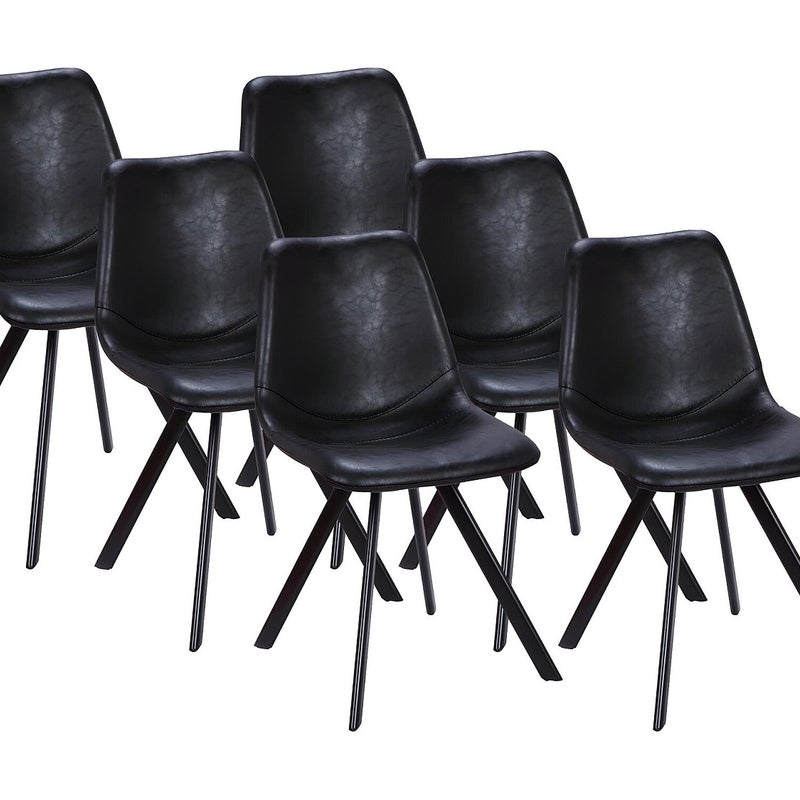 Zestaw 6 krzeseł LUBINE – Skóra ekologiczna – Kolor czarny