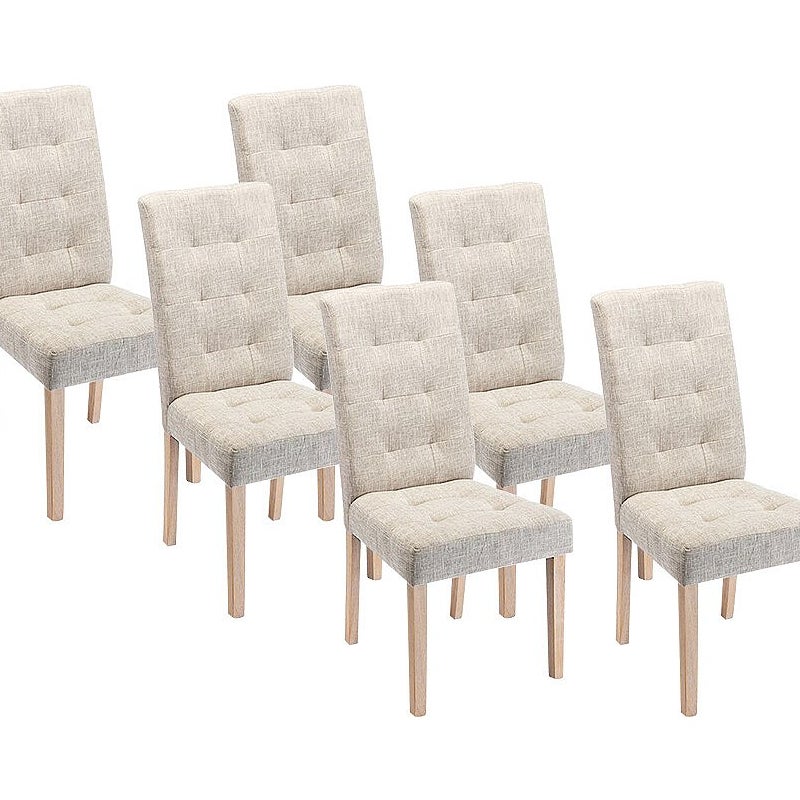 Zestaw 6 krzeseł VILLOSA - Tkanina i nogi z drewna - Kolor beżowy