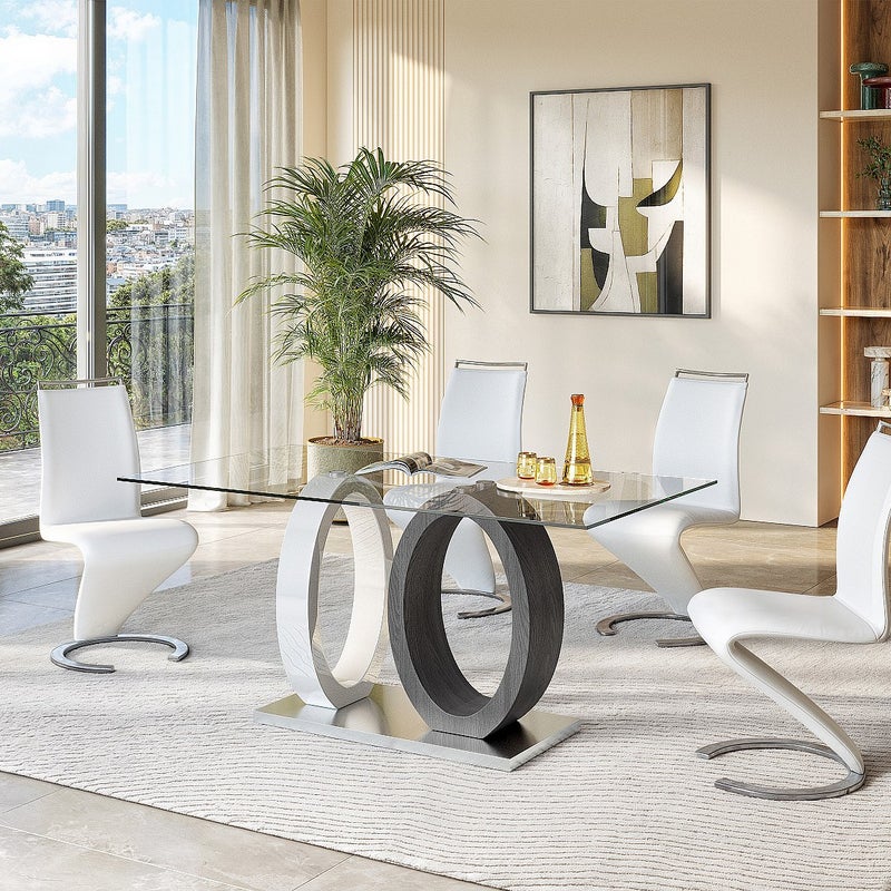 Komplet 6 krzeseł TWIZY - Materiał skóropodobny biały