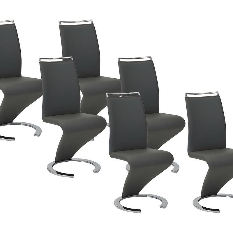 Komplet 6 krzeseł TWIZY - Czarna ekoskóra