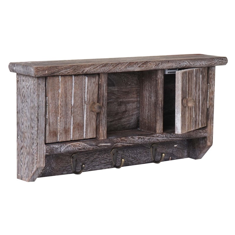 Klawiatura HWC-A48, skrzynka na klucze z drzwiczkami, lite drewno z certyfikatem MVG ~ shabby brown